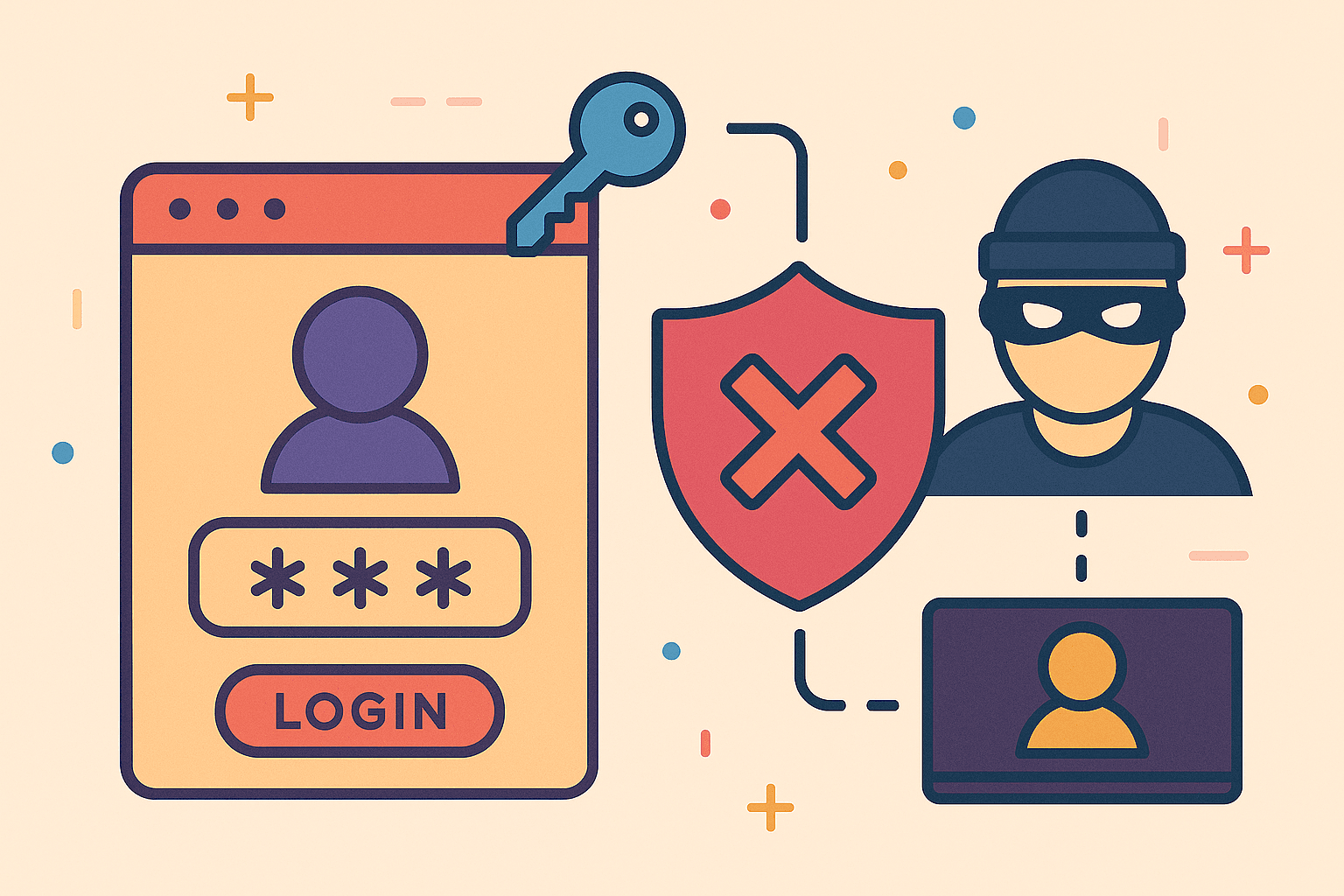 Illustration showing weak authentication and session hijacking.